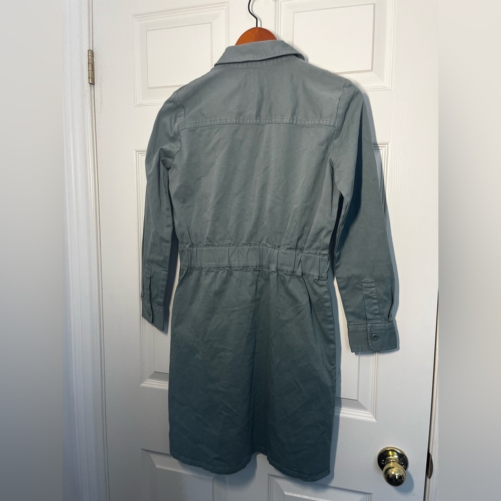 NWT J. Crew Long Sleeve Zip Front Green Chino Dress Size 4 - Picture 2 of 8
